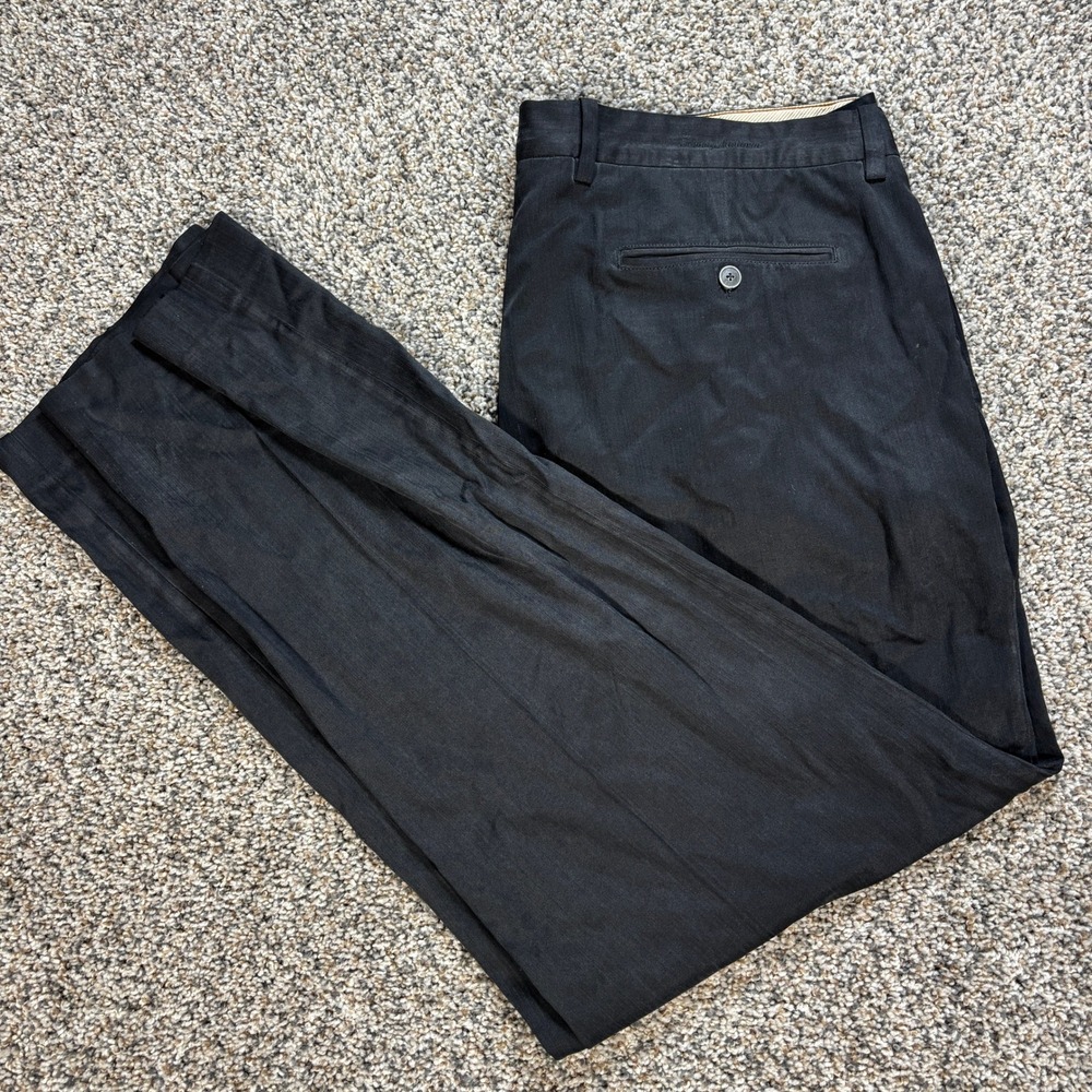 Tommy Bahama Men's 40x32 Pleated Trousers Black Silk Bamboo Blend